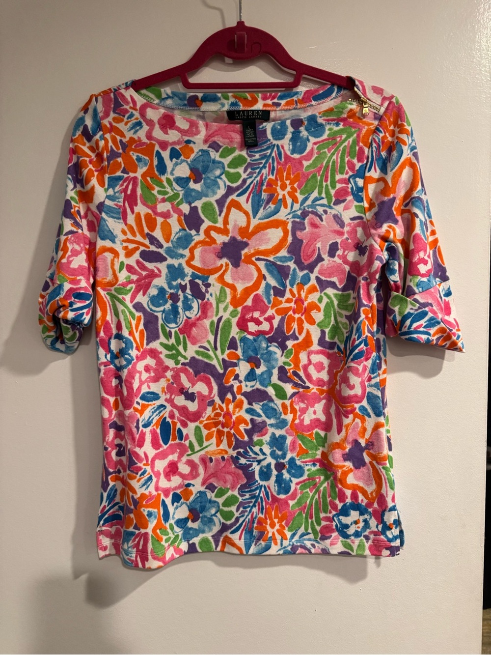 Lauren Ralph Lauren Multicolor Floral Scoop Neck Tee